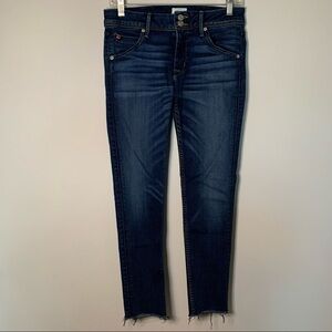 Women’s Hudson dark wash raw hem Collin mid-rise ankle skinny jeans size 27